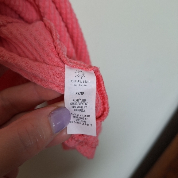 Aerie Offline Wow Coral Cropped Waffle Knit Tank Top Size Xs - Picture 7 of 7